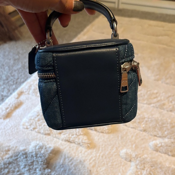 COACH Quilted Denim Mini Top-Handle Bag in Dark Blue - Picture 4 of 5